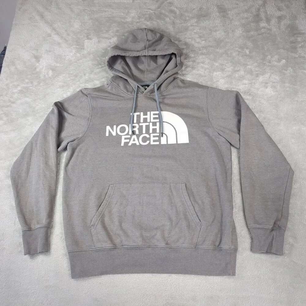 The North Face Men's Grey Half Dome Logo Pullover Hoodie Sweatshirt Size M